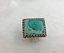 Sterling Silver .925 Green Turquiose 25mm x 30mm Ring Sz 7 1/2