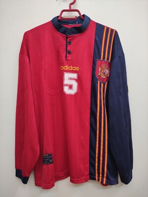 Spain Home Shirt 1996 1998 Player Issue Abelardo 5 Adidas Jersey
