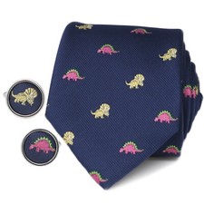Animal Dinosaurs Tie Matching Cufflinks Set Animal Necktie Cufflink Gift