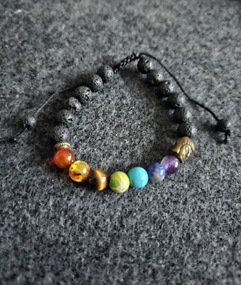 Kraftvolles handgefertigtes 7 Chakra Perlen Armband 6 mm Naturstein Schnur 
