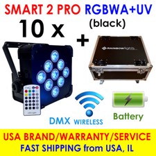 10 x LED Uplighting  CASE - 9x18W RGBWA UV Battery Powered Par can DJ Uplights
