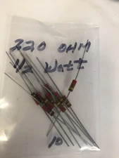 220 OHM 1/2 WATT CARBON COMPOSITION RESISTORS 10 PCS NEW OLD STOCK