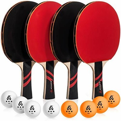 Set Of 4 Pro Wood Ping Pong Paddles And 8 Light Regulation Table