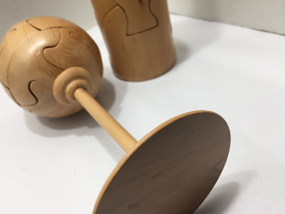 Vtg Hand Crafted Solid Wood Puzzle 7” Wine Glass 10” Wine Bottle eBay