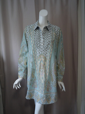 Soft Surrondings Print long Sleeve Tunic Top size L Excellent
