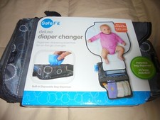Safe Fit Deluxe Diaper Changer Built-in Disposable Bag Dispenser Gray/Teal  60