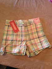 Gymboree Beach Shack Girls Plaid Cotton Shorts Adj Waist Sz 5 NWT