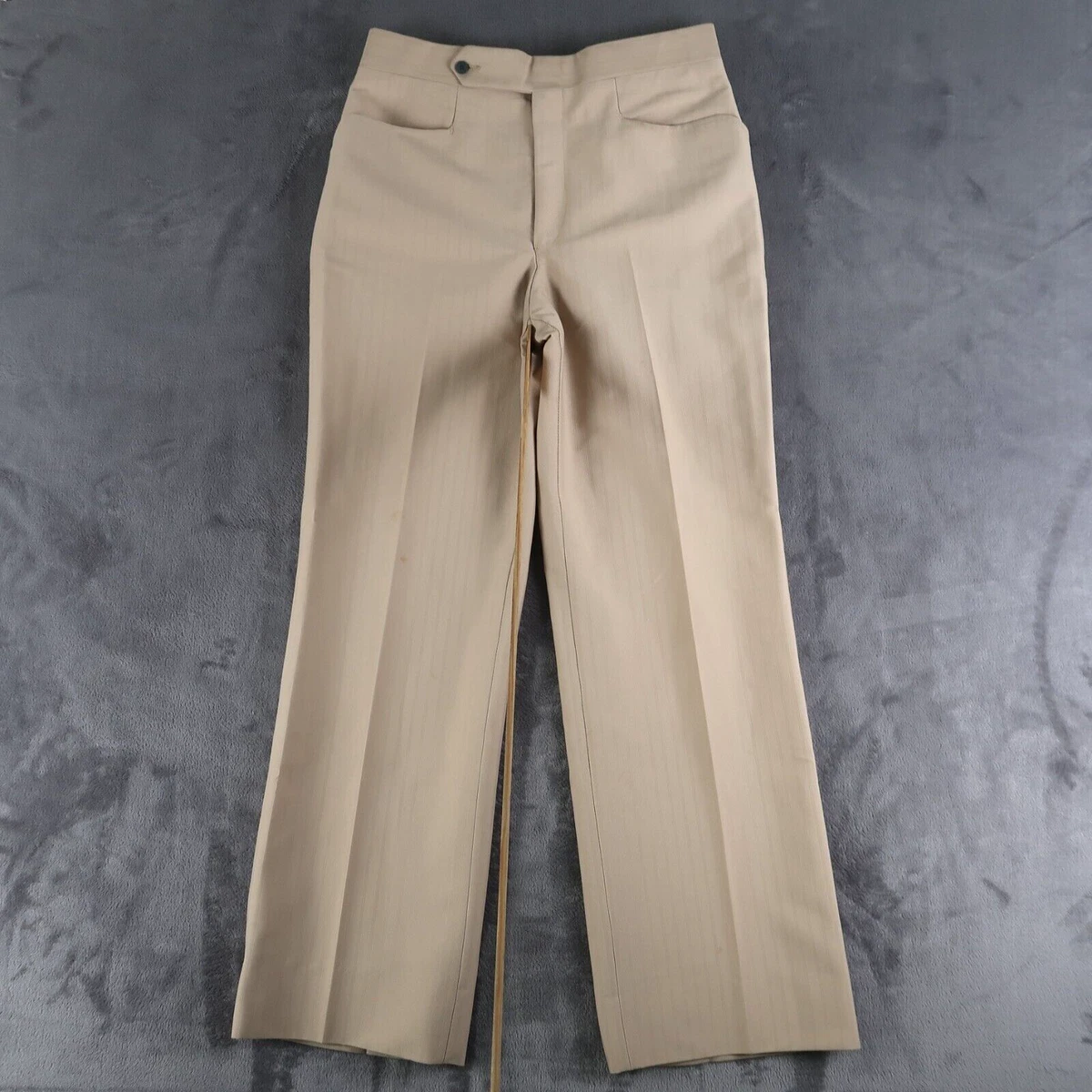 Vintage 70s Beige Western Polyester Slacks Pants Size 31x30 Mens Cowboy