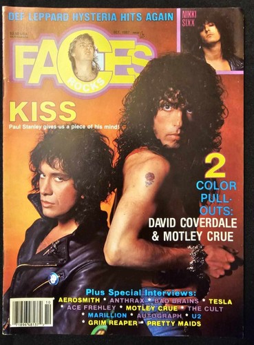 Faces Rocks Oct 1987 Featuring KISS, Anthrax, Motley Crue and more - Picture 2 of 2