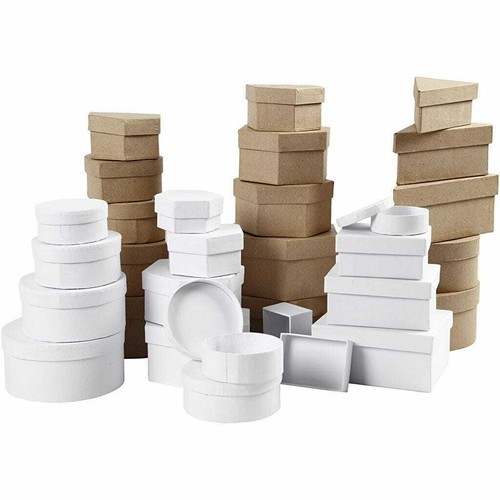 Karton Geschenkboxen Pappmaché Aufbewahrung weiß quadratisch Trommel rund Herz wählbar - Bild 39 von 39