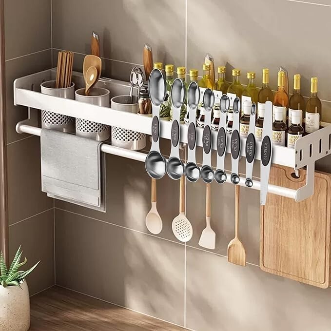 8 PCS Magnetic Measuring Spoons Set, Dual Sided, Stainless Steel Small Tablespoo