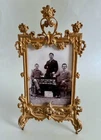 1 Historic Table Frame Photo Frame Brass Around 1890 With Photo - H:26 Cm