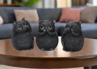 KLEINE Drei Weise Katzen Sehen Nicht Hören Nicht Sprechen Kein Böses Katzenfigur Neu & Originalverpackt