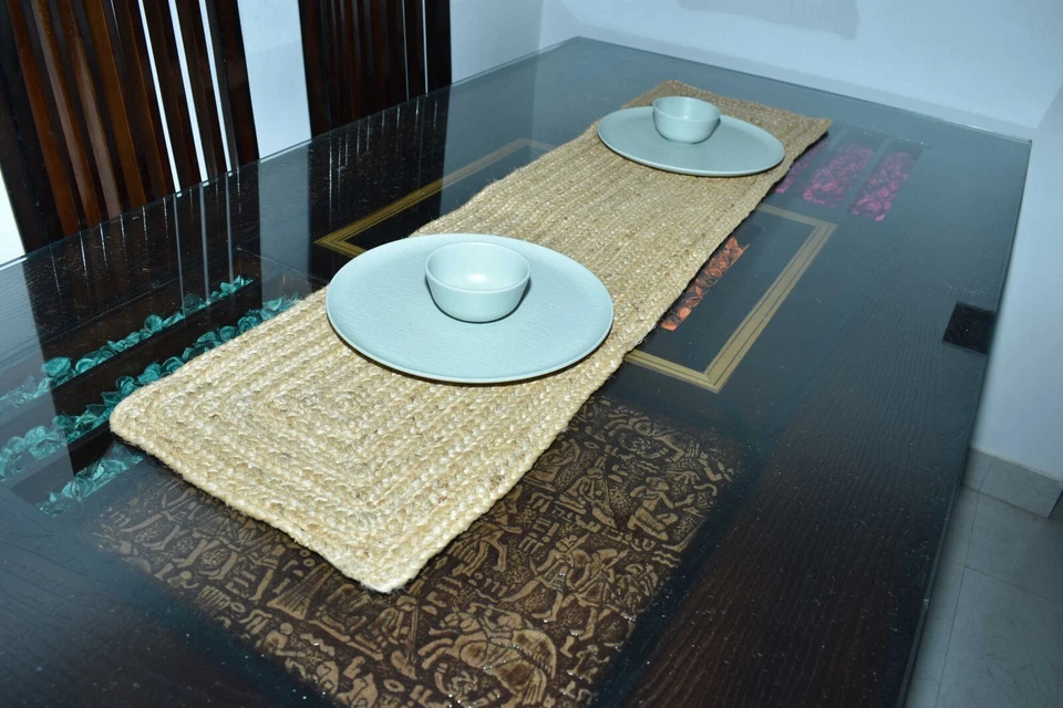 Jute Placemats Handmade Rustic Look Dining Table Mats Coffee Table Mats Rugs - Image 2 of 4