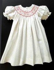 Girls Petit Ami Smocked Pink Flowers Bishop Dress 3 mos Party Portrait