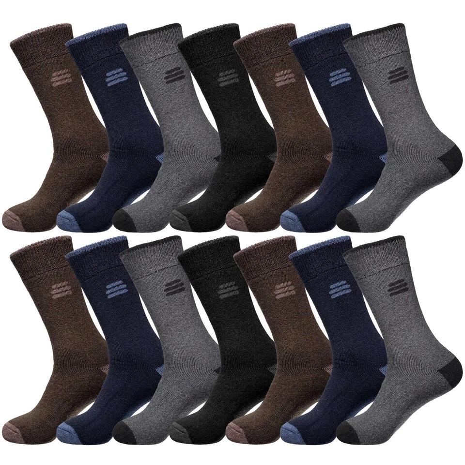 FRESH FEEL Mens Merino Wool Socks Winter Warm 2.4 Tog Hiking Work Boot Sock Size UK 6-11