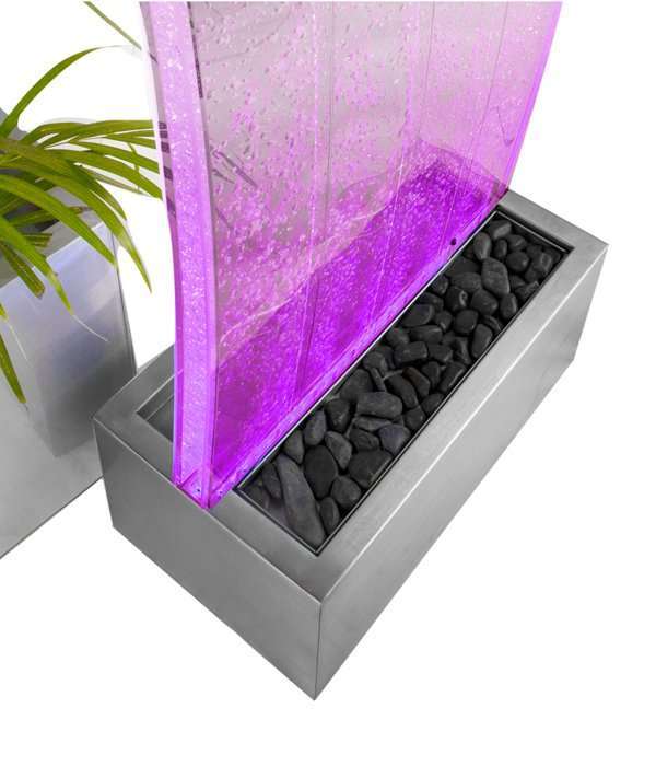 Curved Bubble Water Wall LEDs Silver Base Colour Changing Indoor Use by