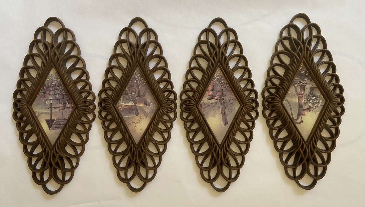Vintage Set Of 4 Burwood Products Company 1350 Country Wall 