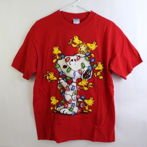 Yazbek Peanuts Christmas Snoopy and Woodstock Cotton T-Shirt Adult Size Large