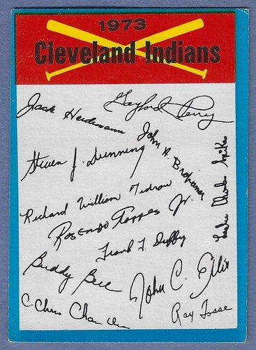 1973 Topps Baseball Blue Team Checklist Cleveland Indians Unmarked VG/VG-Ex