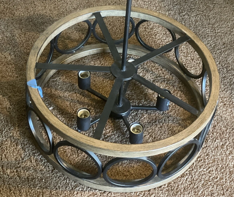 ✅ Lámpara colgante de madera de bronce 21 1/4" rústica 5 luces $400 por $60. Foto 3 de 4