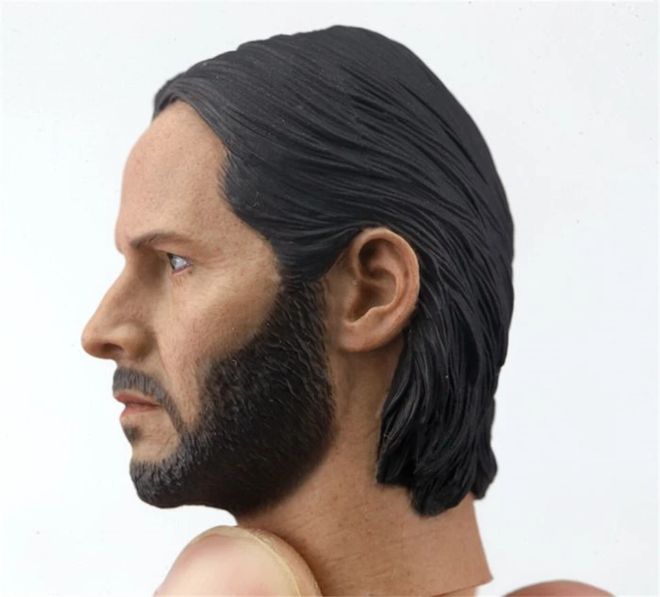 1/6 StarsReeves John Wick Man Head Sculpt Fit 12" Hot Toys Worldbox Body Figure - Image 2 of 4