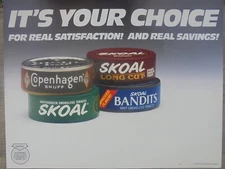 1989 COPENHAGEN-SKOAL-SKOAL LONG CUT-SKOAL BANDITS WINDOW SIGN