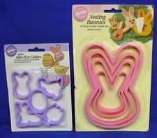 Lot of 2 Wilton Easter Cookie Cutter Sets Nesting Rabbits & Bite Size Cutters 