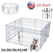 US 24/36/42/48" Fold Dog Playpen Crate Fence Pet Play Pen Exercise Cage 8-Panels