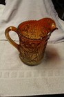 Vintage Imperial Marigold Carnival Glass Gold Iridescent Decorative Rose Pitcher — photo 3