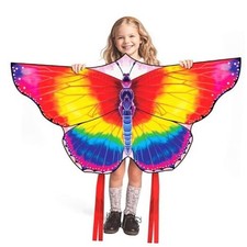 Large Butterfly Kite for Kids  Adults, 55" x 28" Easy to Fly Single Watercolor