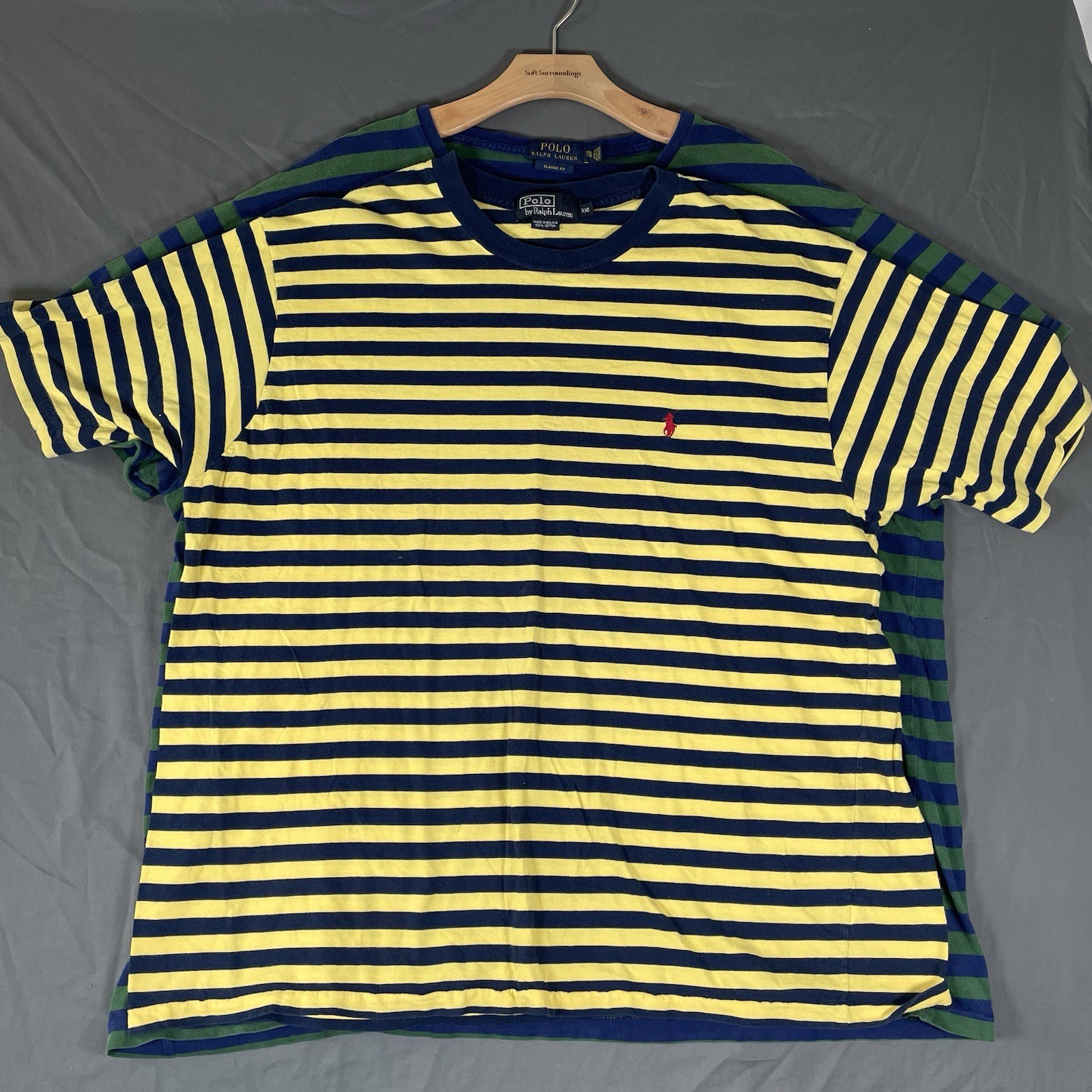 Polo Ralph Lauren T-Shirt Bundle of Two Men's XXL Short Sleeve Stripes Designer
