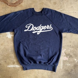 80s VINTAGE LOS ANGELES L.A. DODGERS PUFF PRINT RAGLAN BASEBALL SWEATSHIRT SZ S