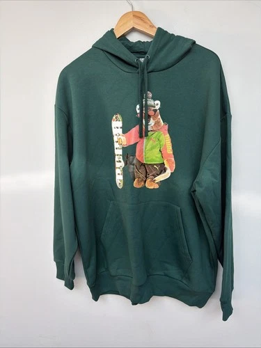 Puma Green Hooded  Sweatshirt Size Large Snowboard Bear Graphic Men’s