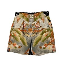 2003SS GUCCI by Tom Ford Silk Pants Shorts Embroidered Flower Multicolor Size 44