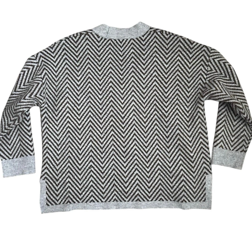 Cárdigan Suéter Ann Taylor Mujer XXL Chevron Tejido Marrón Gris De Gran Tamaño Acogedor  Foto 4 de 4