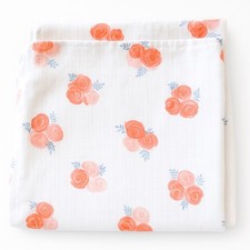 Aden Anais Ideal Rose Baby Girl Pink White Gray Flower Muslin Swaddle Blanket