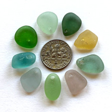 Surf Tumbled Sea Glass DRILLED  Jewelry Quality  9 pieces Naturally recycled.