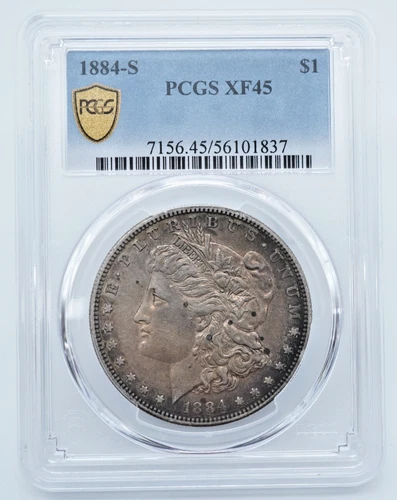 1884-S Morgan Silver Dollar PCGS XF45 Gold Shield Label - T361