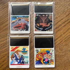 NEC PC Engine HuCard 4 Game Lot OutRun Alien Crush Dragon Spirit Bomberman '93
