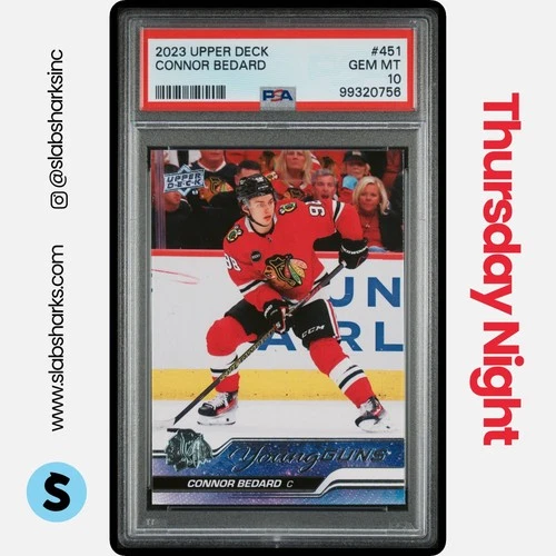 2023 UPPER DECK #451 CONNOR BEDARD YOUNG GUNS RC ROOKIE PSA 10