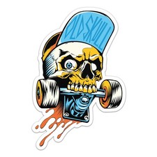 Skull Skateboard Cool Cartoon Skater Street Sticker Car Bumper Vinyl Decal