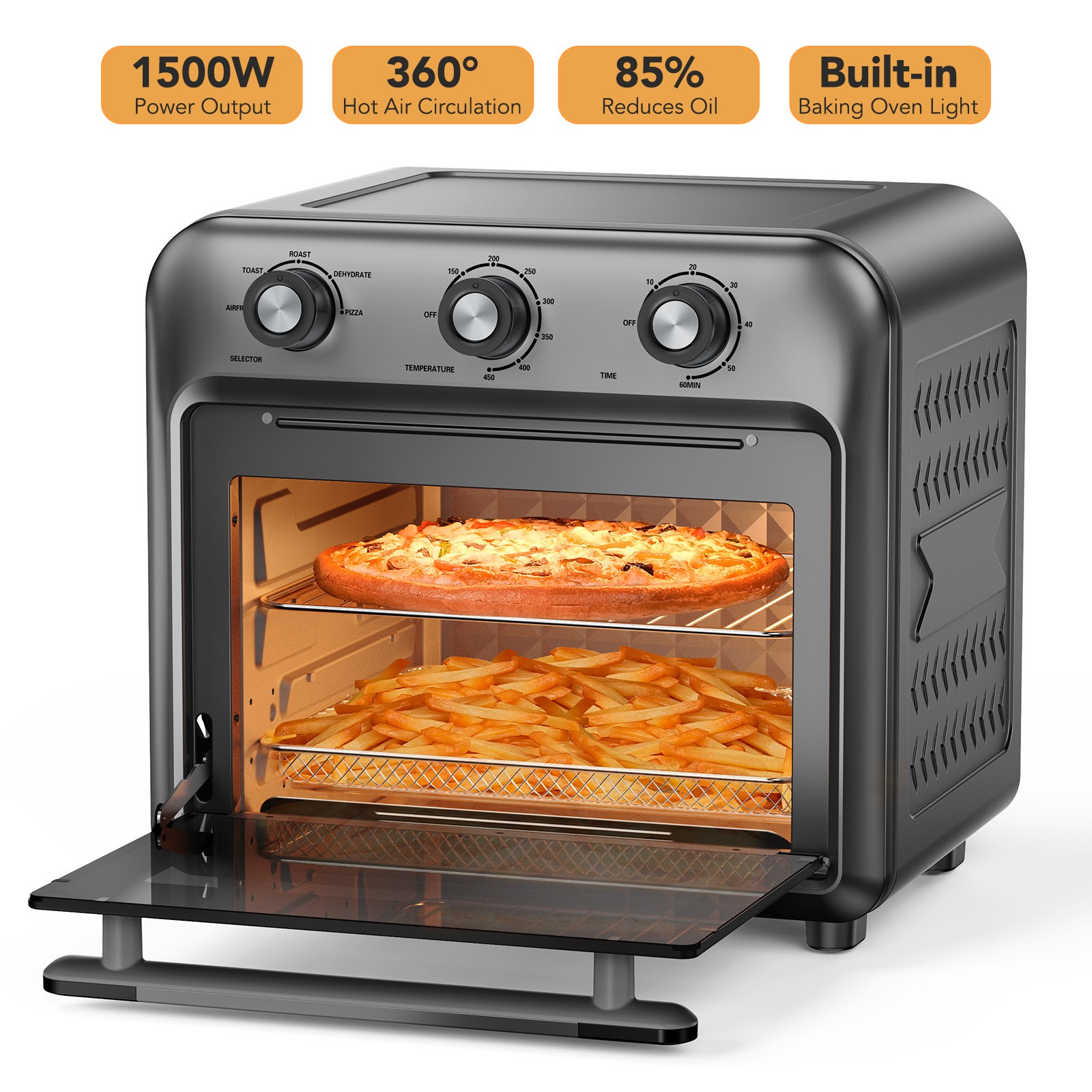 Combo 19qt 1500w Air Fryer Oil Free With Basket Us