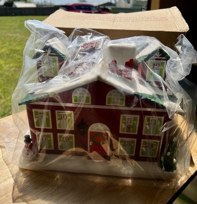 Avon Christmas Advent Countdown House w/ Doors to Open Animated Lighted Musical