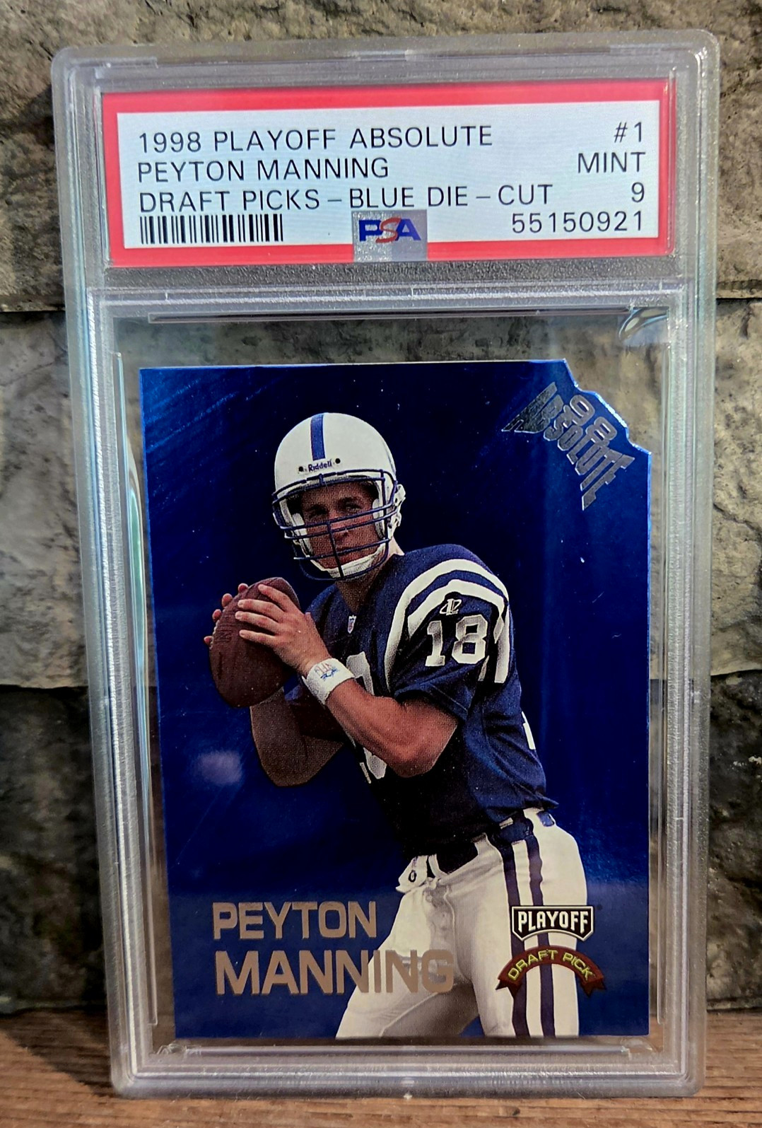1998 Playoff Absolute Retail Peyton Manning Draft Picks BLUE Die-Cut RC PSA 9 #1