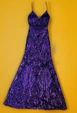 Windsor Purple Sequin Mermaid Formal Dress Style W153W134E Size S