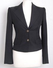 Dolce&Gabbana Women Black Blazer Cotton Blend Two Button Classic Jacket Sz IT 40