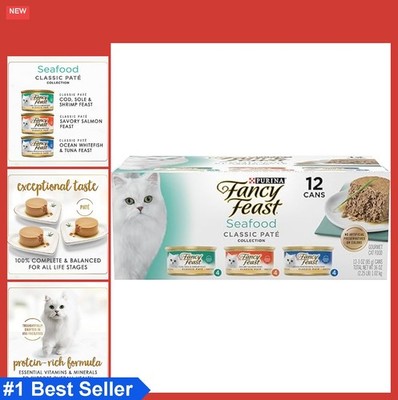 Wet Cat Food Variety Pack Seafood Pate Grain Free Canned 24 Cans
