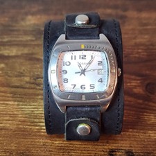 Fossil JR‑8612 Men’s Watch – Date – White Dial – Nemesis Black Leather Cuff