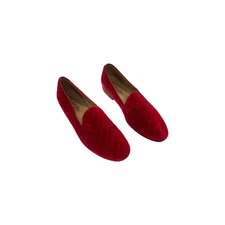 Del Toro Men's  Red Velvet Suede Velour Loafers Shoes Slippers Italy Size 10